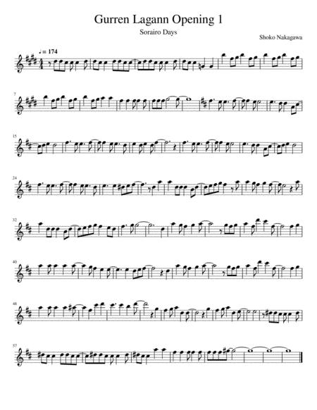 Free Sheet Music Gurren Lagann Opening 1