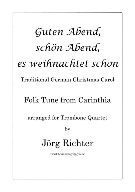 Free Sheet Music Guten Abend Schn Abend Es Weihnachtet Schon Fr Posaunenquartett