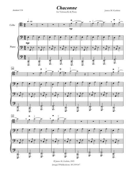 Free Sheet Music Guthrie Chaconne For Cello Piano