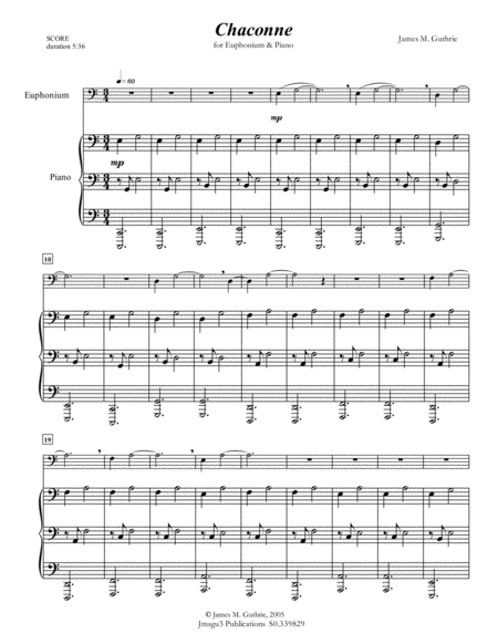 Guthrie Chaconne For Euphonium Piano Sheet Music