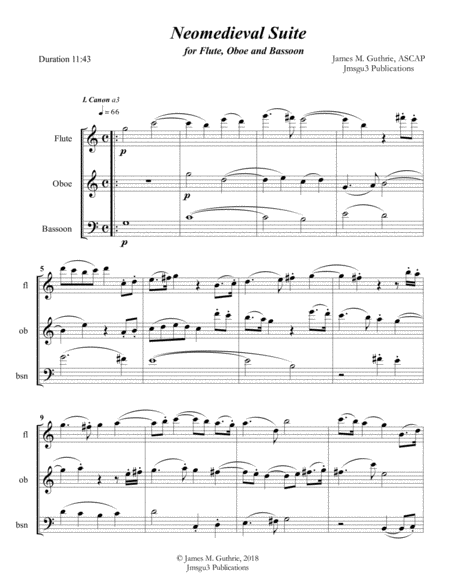 Guthrie Neomedieval Suite For Flute Oboe Bassoon Sheet Music