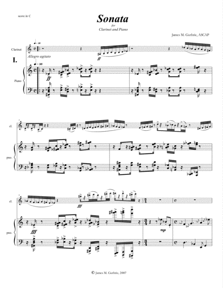 Guthrie Sonata For Clarinet Piano Sheet Music