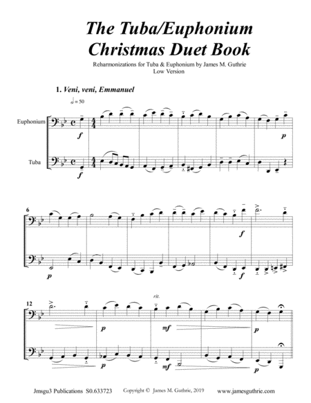 Guthrie The Tuba Euphonium Duo Christmas Duet Book Low Version Sheet Music