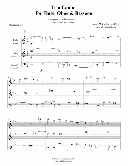 Guthrie Trio Canon For Flute Oboe Bassoon Sheet Music