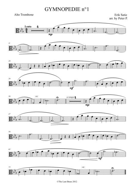 Free Sheet Music Gymnopdie No 1 By Erik Satie Alto Trombone And Piano