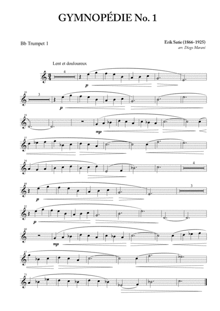 Gymnopdie No 1 For Brass Quintet Sheet Music