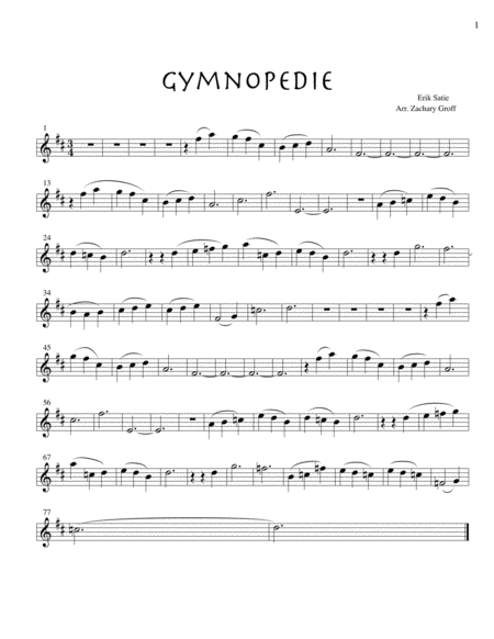 Gymnopedie 1 For Violin And Piano Sheet Music