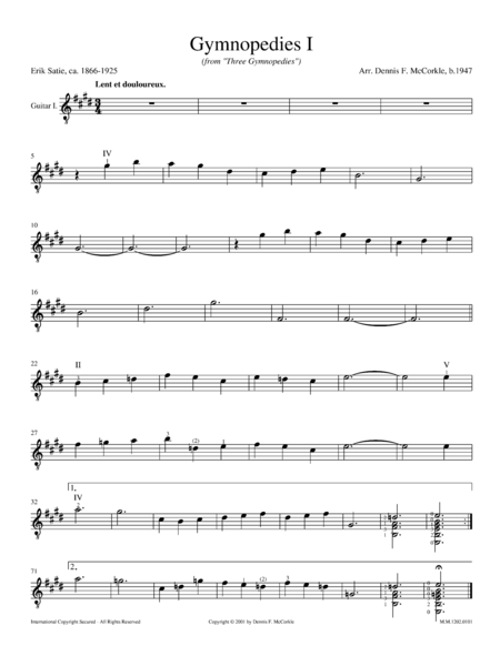 Gymnopedies I From Three Gymnopedies For Two Guitars Sheet Music