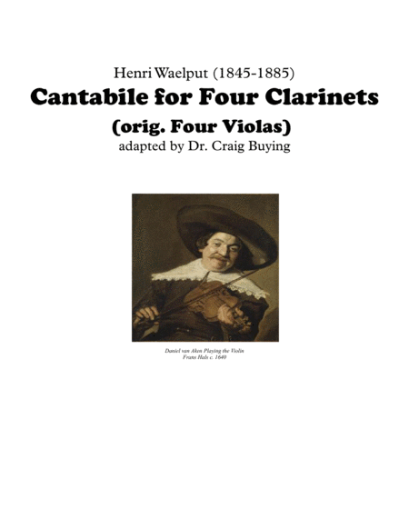 Free Sheet Music H Waelput Cantabile For Four Clarinets Orig Four Violas