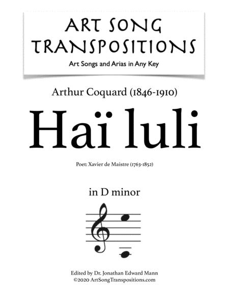 Free Sheet Music Ha Luli Transposed To D Minor