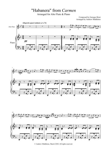 Habanera From Carmen Arranged For Alto Flute And Piano Sheet Music