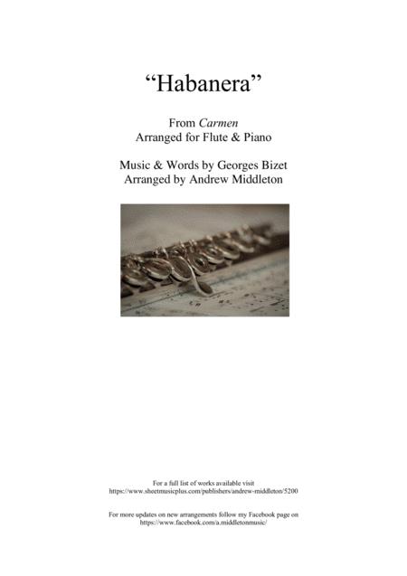 Habanera From Carmen Arranged For Flute And Piano Sheet Music