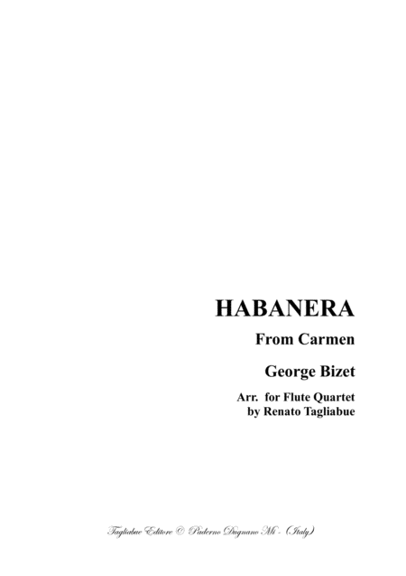 Free Sheet Music Habanera From Carmen For Flute Quartet