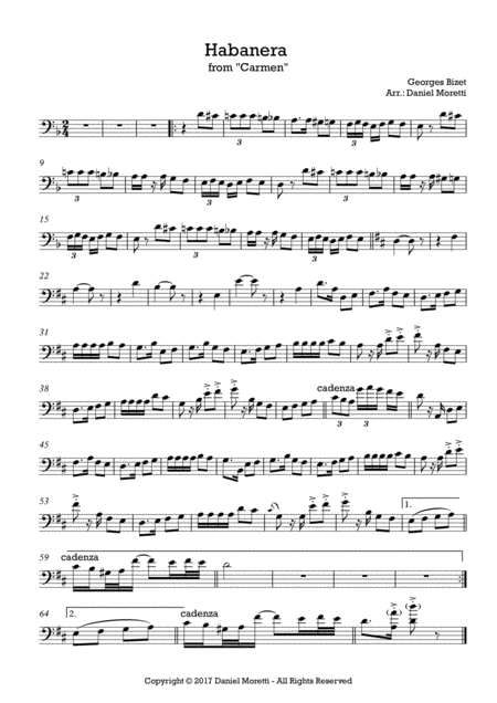 Free Sheet Music Habanera From Carmen Trombone Solo Part