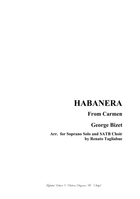 Habanera From The Carmen By Bizet Arr For Soprano And Satb Choir Sheet Music