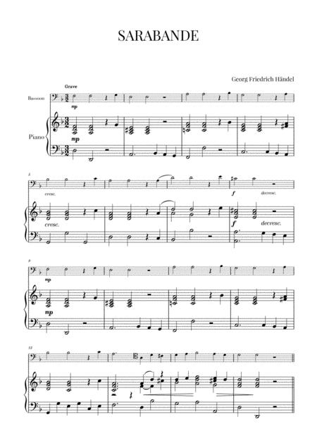 Free Sheet Music Haendel Sarabande Hwv 437 For Bassoon And Piano
