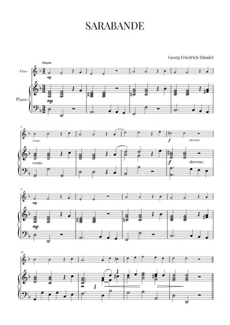 Free Sheet Music Haendel Sarabande Hwv 437 For Flute And Piano