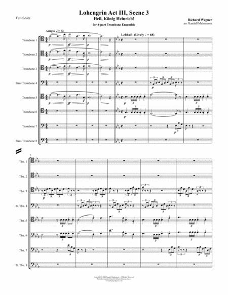 Free Sheet Music Hail King Heinrich From Act Iii Scene 3 Of Lohengrin For 8 Part Trombone Ensemble