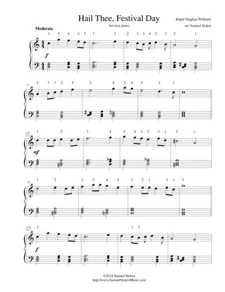 Hail Thee Festival Day For Easy Piano Sheet Music