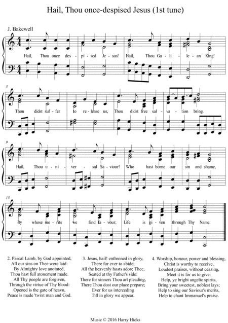 Free Sheet Music Hail Thou Once Despised Jesus A New Tune To This Wonderful Hymn