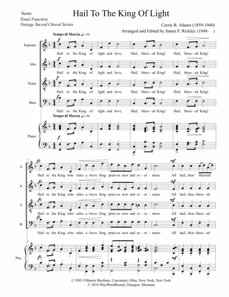 Free Sheet Music Hail To The King Of Light