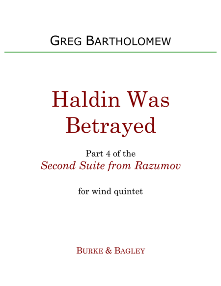 Haldin Was Betrayed Part 4 Of Second Suite From Razumov For Wind Quintet Sheet Music