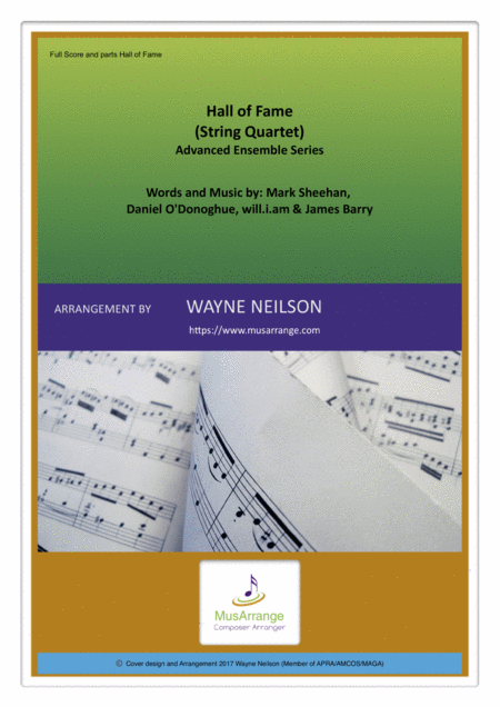 Free Sheet Music Hall Of Fame For String Quartet