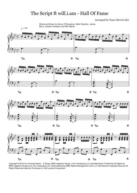 Hall Of Fame Piano Sheet Music