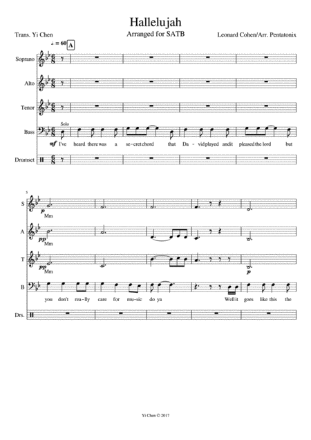 Hallelujah Acapella Sheet Music