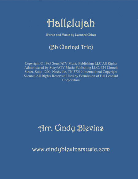 Hallelujah Arranged For Bb Clarinet Trio Sheet Music