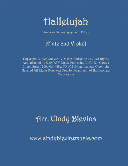 Free Sheet Music Hallelujah Arranged For Flute And Violin