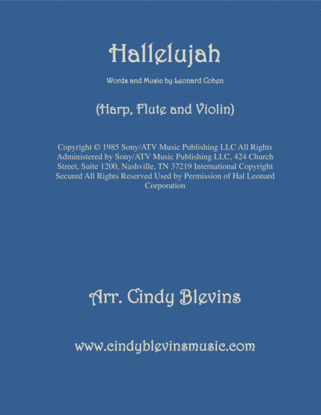 Free Sheet Music Hallelujah Arranged For Harp Flute And Violin