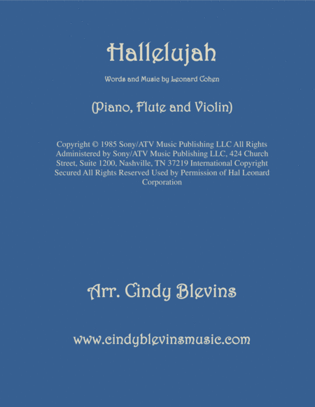 Hallelujah Arranged For Piano Flute And Violin Sheet Music