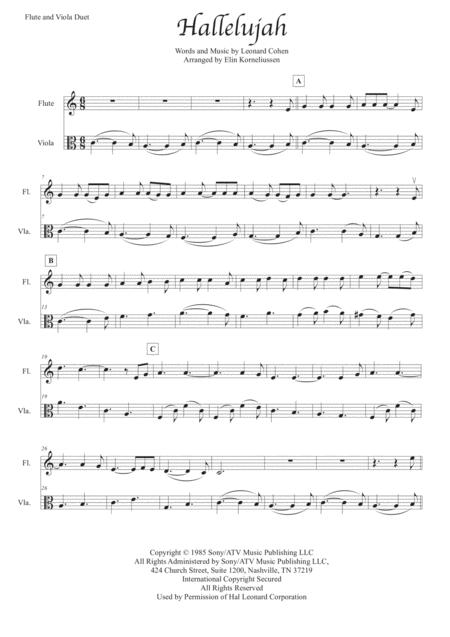 Hallelujah By Leonard Cohen For Flute And Viola Sheet Music