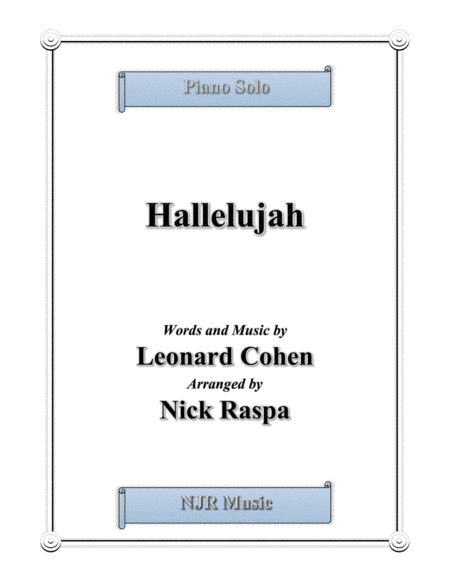 Hallelujah By Leonard Cohen Piano Solo Advanced Sheet Music