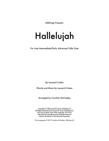 Hallelujah Cello Duet Sheet Music