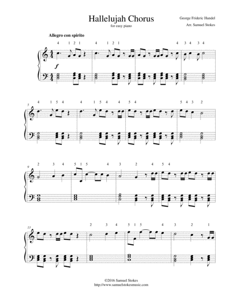 Hallelujah Chorus From Handels Messiah For Easy Piano Sheet Music