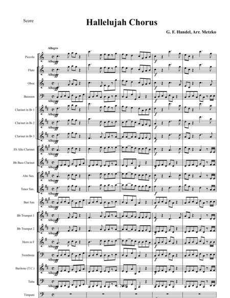 Hallelujah Chorus From The Messiah In New Concert Band Arrangement Sheet Music