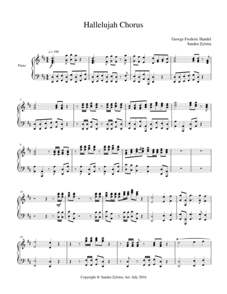 Hallelujah Chorus Piano Part Only Sheet Music