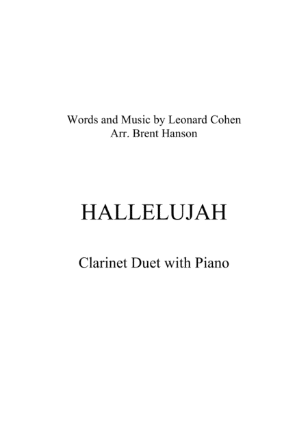 Hallelujah Clarinet Duet With Piano Sheet Music