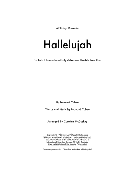 Hallelujah Double Bass Duet Sheet Music