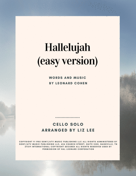 Free Sheet Music Hallelujah Easy Cello Solo