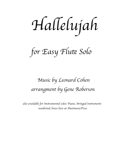 Hallelujah Easy Flute Solo With Piano Sheet Music