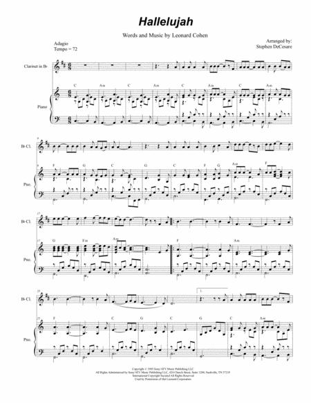 Hallelujah For Bb Clarinet Solo And Piano Sheet Music