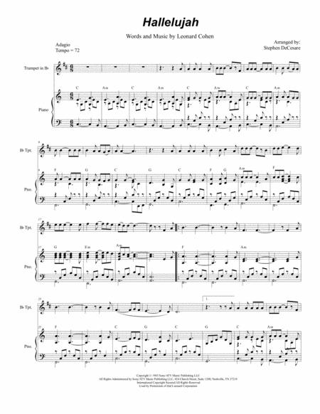 Hallelujah For Bb Trumpet Solo And Piano Sheet Music