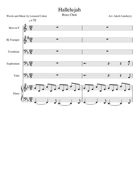 Hallelujah For Brass Quintet Or Brass Choir Sheet Music