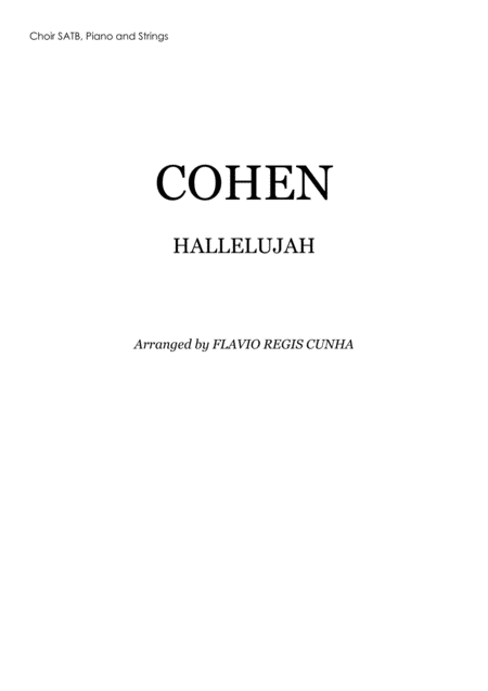 Hallelujah For Choir Satb Piano Accompaniment And String Orchestra Sheet Music