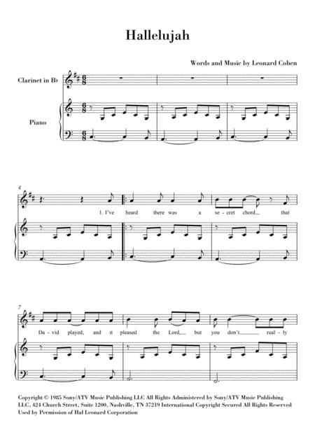 Hallelujah For Clarinet Bb And Piano Sheet Music