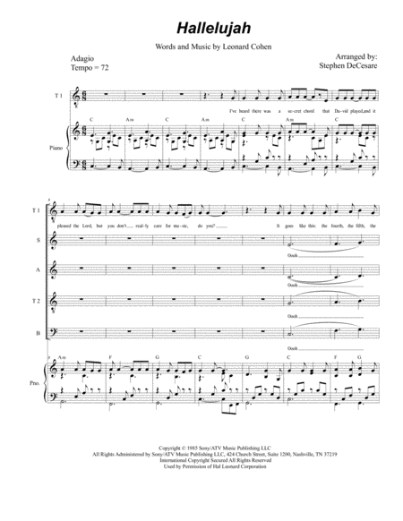 Hallelujah For Sattb Sheet Music