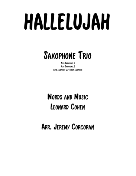 Free Sheet Music Hallelujah For Saxophone Trio